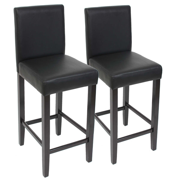 2x Barhocker Barstuhl Kunstleder schwarz, dunkle Füsse