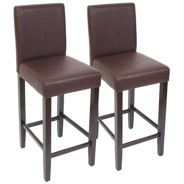 2x Barhocker Barstuhl M37 Kunstleder ~ braun dunkle Füsse