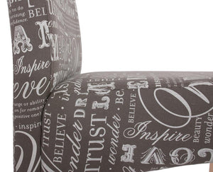 2x Barhocker Lancy mit Schriftzug grau helle Beine Textil