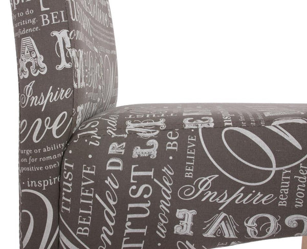 2x Barhocker Lancy mit Schriftzug grau helle Beine Textil