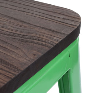 2x Barhocker Metall mit Holz-Sitzflächen Industriedesign ~ grün