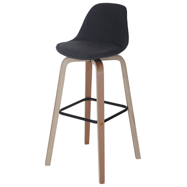 2x Barhocker Palmdale Tresenhocker mit Lehne ~ Textil dunkelgrau