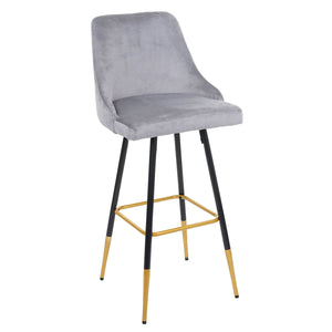 2x Barhocker Retro Design Samt Grau