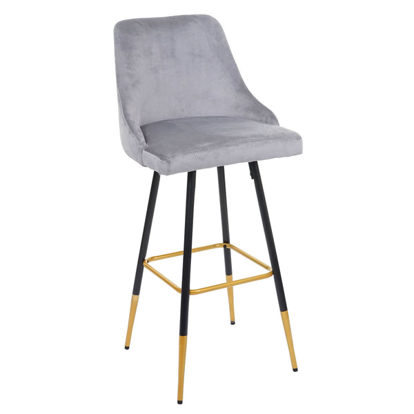 2x Barhocker Retro Design Samt Grau