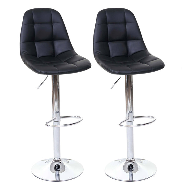 2x Barhocker, Tresenhocker, Kunstleder ~ schwarz