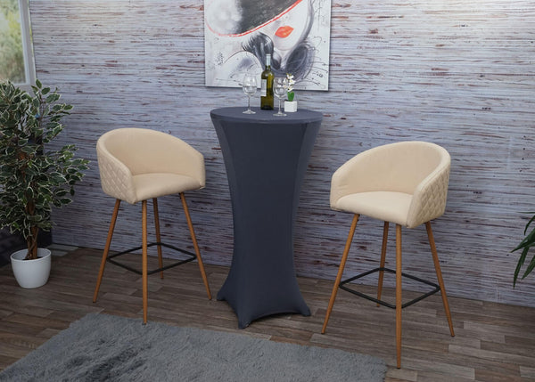2x Barhocker Tresenhocker mit Lehne Samt creme-beige