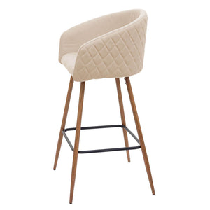 2x Barhocker Tresenhocker mit Lehne Samt creme-beige