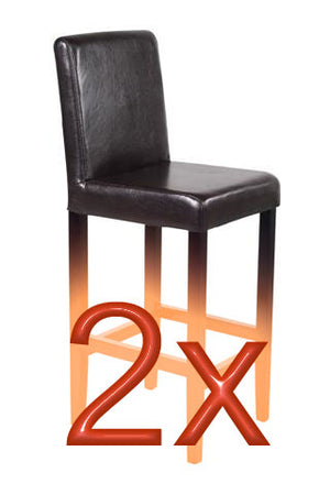 2x Barhocker Vicenza Holz+LEDER ~ braun dunkle Beine