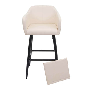 2x Barhocker mit Fussablage Metall - Kunstleder creme-beige