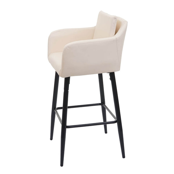 2x Barhocker mit Fussablage Metall - Kunstleder creme-beige