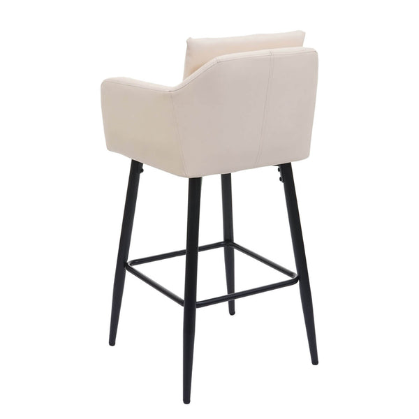 2x Barhocker mit Fussablage Metall - Kunstleder creme-beige
