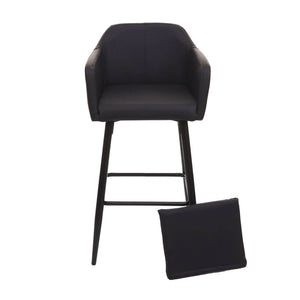 2x Barhocker mit Fussablage Metall - Kunstleder schwarz