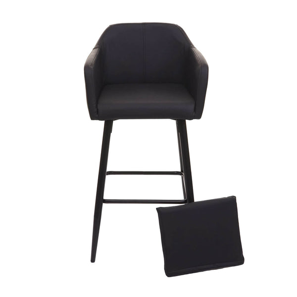 2x Barhocker mit Fussablage Metall - Kunstleder schwarz