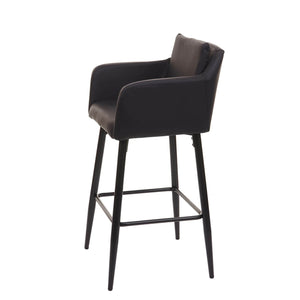 2x Barhocker mit Fussablage Metall - Kunstleder schwarz