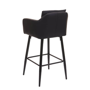 2x Barhocker mit Fussablage Metall - Kunstleder schwarz