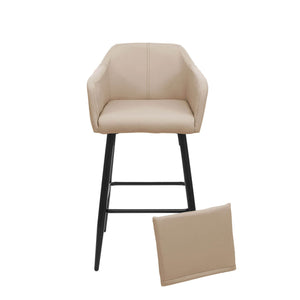 2x Barhocker mit Fussablage Metall - Kunstleder taupe-beige