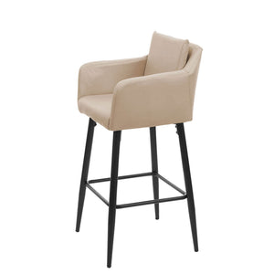 2x Barhocker mit Fussablage Metall - Kunstleder taupe-beige