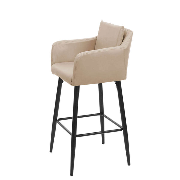 2x Barhocker mit Fussablage Metall - Kunstleder taupe-beige