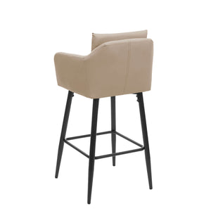 2x Barhocker mit Fussablage Metall - Kunstleder taupe-beige
