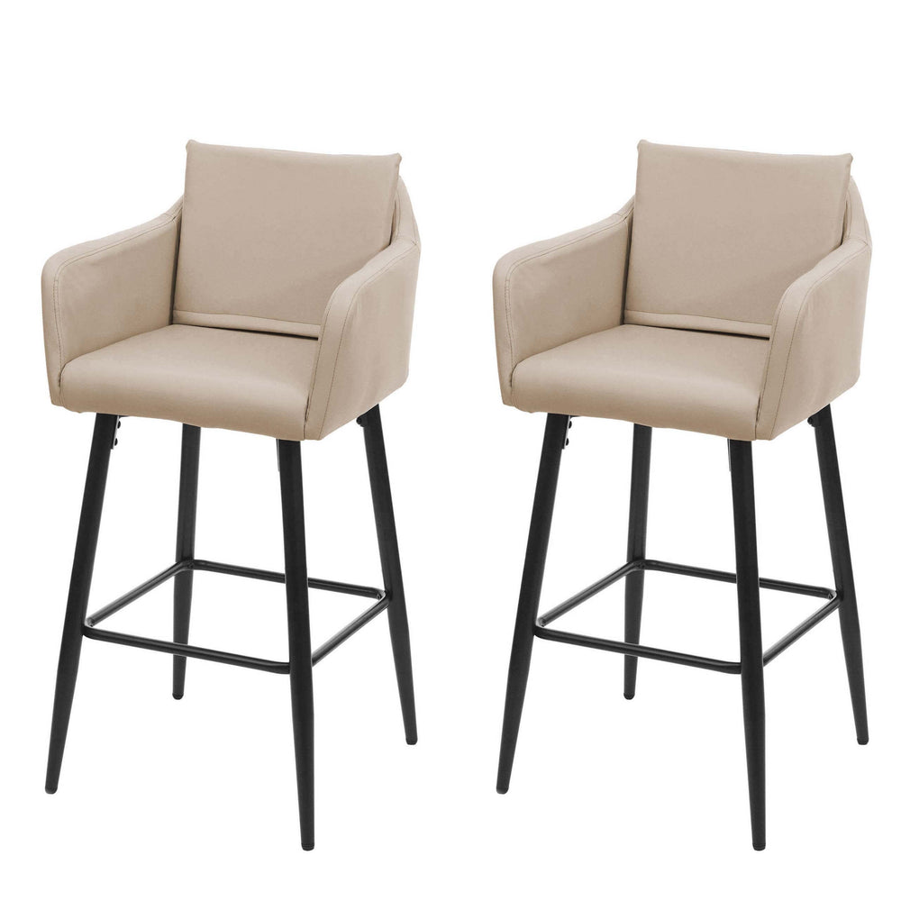 2x Barhocker mit Fussablage Metall - Kunstleder taupe-beige