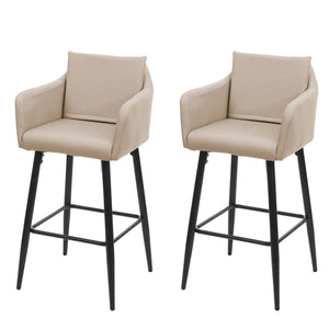 2x Barhocker mit Fussablage Metall - Kunstleder taupe-beige