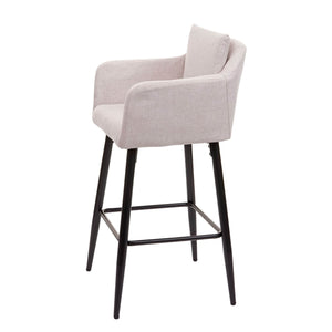 2x Barhocker mit Fussablage Metall - Stoff/Textil creme-beige