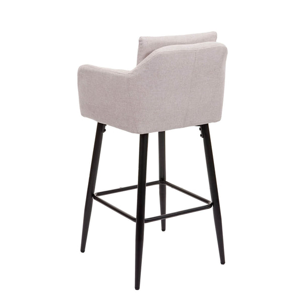 2x Barhocker mit Fussablage Metall - Stoff/Textil creme-beige