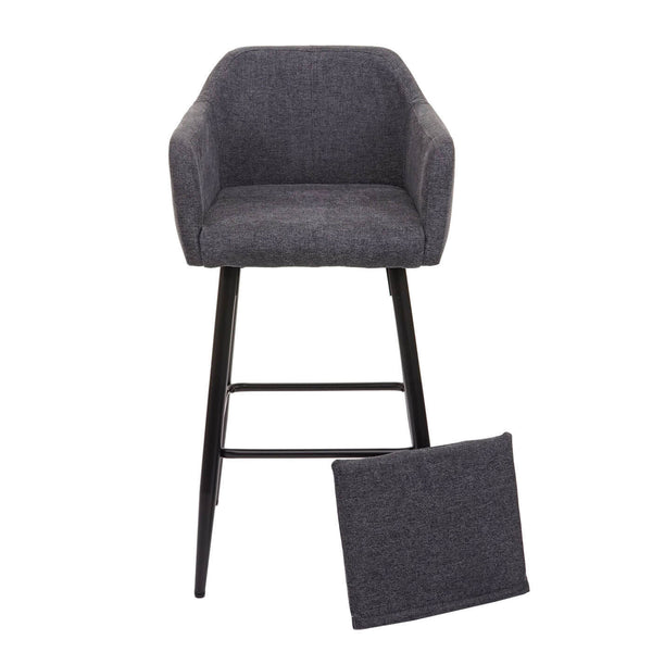 2x Barhocker mit Fussablage Metall - Stoff/Textil dunkelgrau