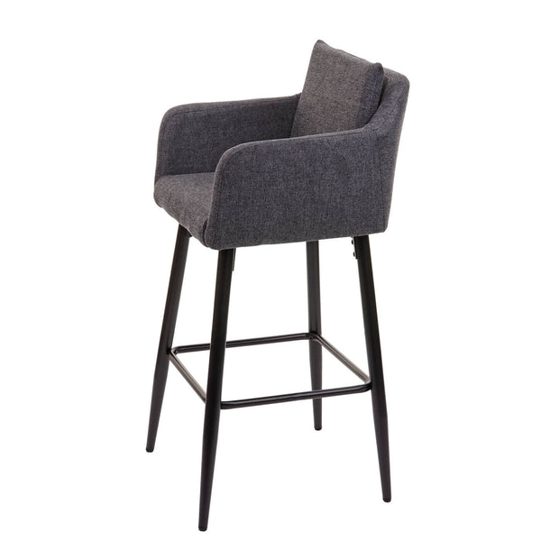 2x Barhocker mit Fussablage Metall - Stoff/Textil dunkelgrau