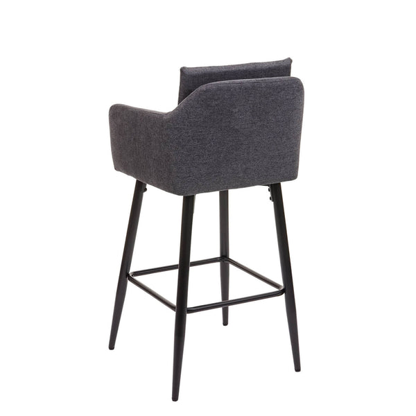 2x Barhocker mit Fussablage Metall - Stoff/Textil dunkelgrau