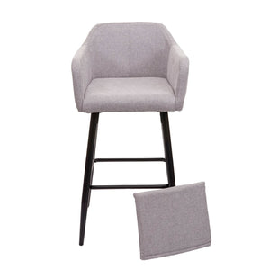 2x Barhocker mit Fussablage Metall - Stoff/Textil hellgrau