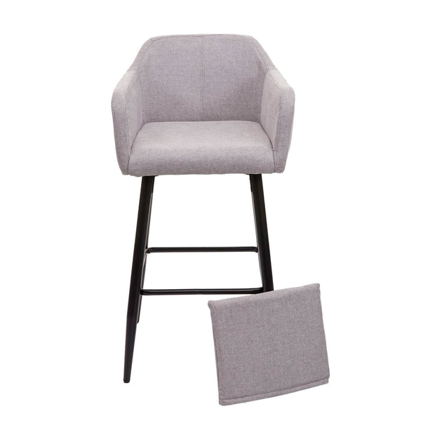 2x Barhocker mit Fussablage Metall - Stoff/Textil hellgrau