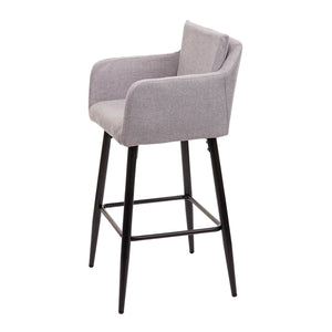 2x Barhocker mit Fussablage Metall - Stoff/Textil hellgrau