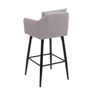 2x Barhocker mit Fussablage Metall - Stoff/Textil hellgrau