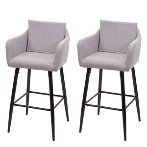 2x Barhocker mit Fussablage Metall - Stoff/Textil hellgrau