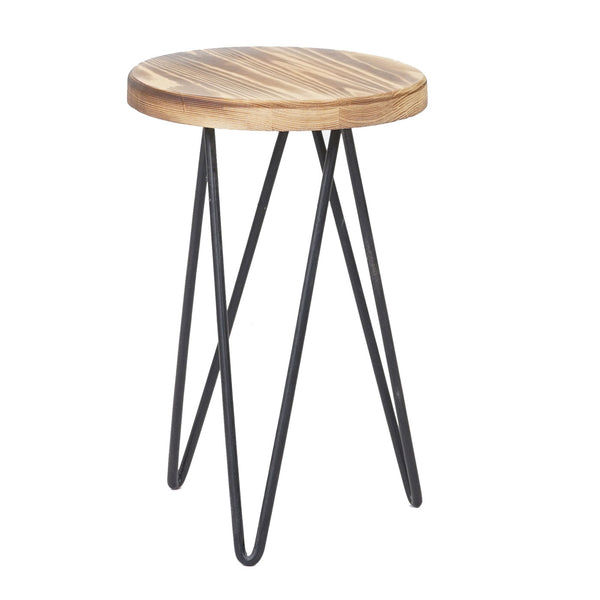 2x Beistelltisch Nachttisch Industriedesign Echtholz Ø25cm