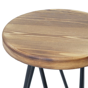 2x Beistelltisch Nachttisch Industriedesign Echtholz Ø25cm