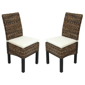 2x Esszimmerstuhl BALI Bananengeflecht dunkel mit Kissen