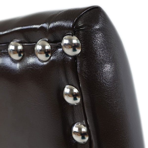 2x Esszimmerstuhl Chesterfield Stuhl Nieten braun dunkle Beine