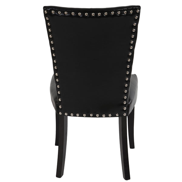 2x Esszimmerstuhl Chesterfield Stuhl Nieten schwarz dunkle Beine