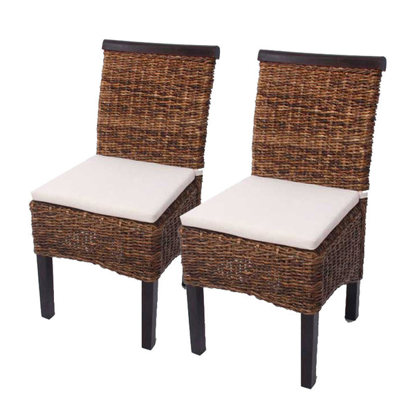 2x Esszimmerstuhl Korbstuhl M45 Stuhl Bananengeflecht dunkel, mit Kissen