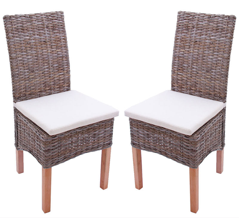 2x Esszimmerstuhl Kubu-Rattan ~ mit Sitzkissen