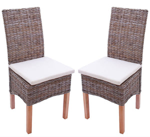 2x Esszimmerstuhl Kubu-Rattan ~ mit Sitzkissen