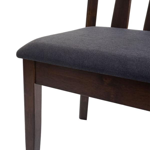 2x Esszimmerstuhl, Küchenstuhl, Stoff/Textil Massiv-Holz dunkles Gestell, dunkelgrau