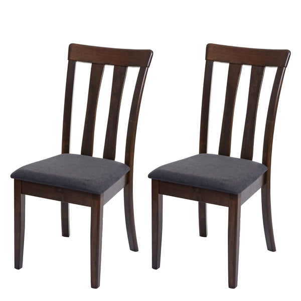 2x Esszimmerstuhl, Küchenstuhl, Stoff/Textil Massiv-Holz dunkles Gestell, dunkelgrau