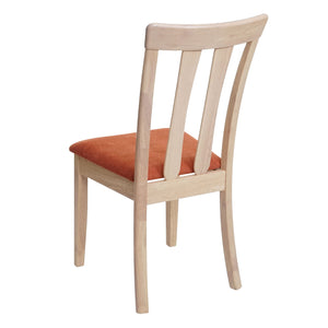2x Esszimmerstuhl, Küchenstuhl, Stoff/Textil Massiv-Holz helles Gestell, orange