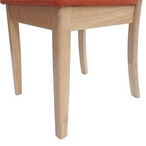 2x Esszimmerstuhl, Küchenstuhl, Stoff/Textil Massiv-Holz helles Gestell, orange