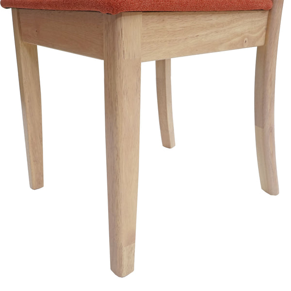 2x Esszimmerstuhl, Küchenstuhl, Stoff/Textil Massiv-Holz helles Gestell, orange