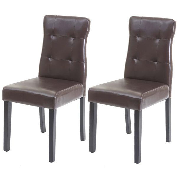 2x Esszimmerstuhl Kunstleder braun dunkle Beine