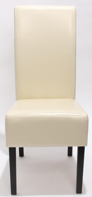2x Esszimmerstuhl LEDER creme dunkle Beine